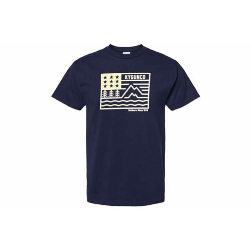 KYGUNCO Mountain Flag T-Shirt - Navy for sale at KYGUNCO.