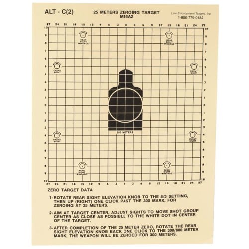 ACTION TARGET 25 Meter M16A2 Zeroing Target, Heavy Tagboard Paper | 100 Count for sale at KYGUNCO.