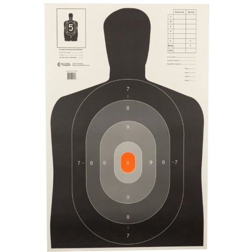 ACTION TARGET B-27E Pros Shaded Scoring Ring Silhouette 23x35" Target | 100 Count for sale at KYGUNCO.