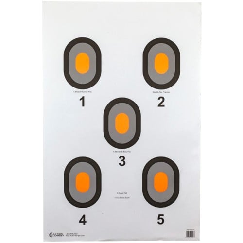 ACTION TARGET Five Bulls-Eye Orange & Black 23x35" Target | 100 Count for sale at KYGUNCO.