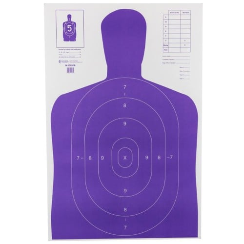 ACTION TARGET B-27E High Visibility Fluorescent Purple Silhouette 23x35" Target | 100 Count for sale at KYGUNCO.