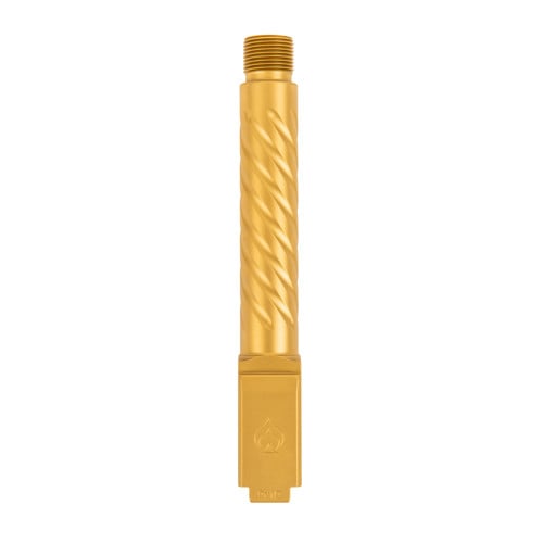 BALLISTIC ADVANTAGE Premium Series 9mm 4.5" Spirral Fluted Threaded Barrel Fits Glock 19 G3-5 | Gold for sale at KYGUNCO.