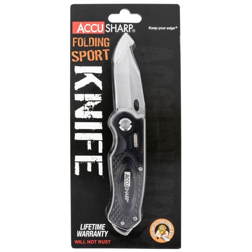 ACCUSHARP Sport 3 Folding Plain Stainless Steel Blade Black for sale at KYGUNCO.