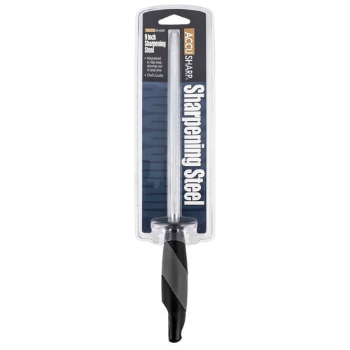 ACCUSHARP Sharpening Steel 9 Black Overmolded Rubber Handle for sale at KYGUNCO.