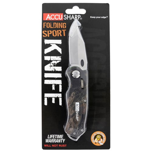ACCUSHARP Sport 3 Folding Plain Stainless Steel Blade Camo for sale at KYGUNCO.