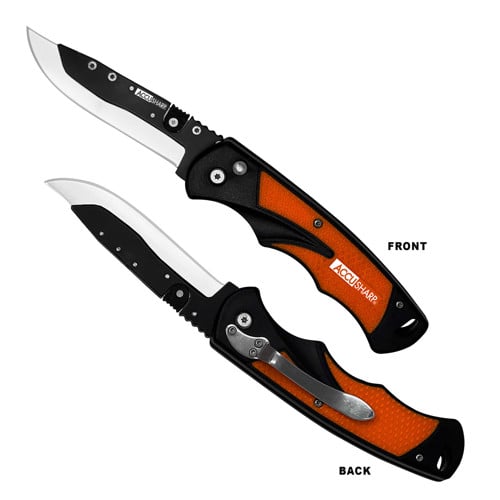 ACCUSHARP Replaceable Blade Razor 3.5" Plain SS Blaze Orange for sale at KYGUNCO.