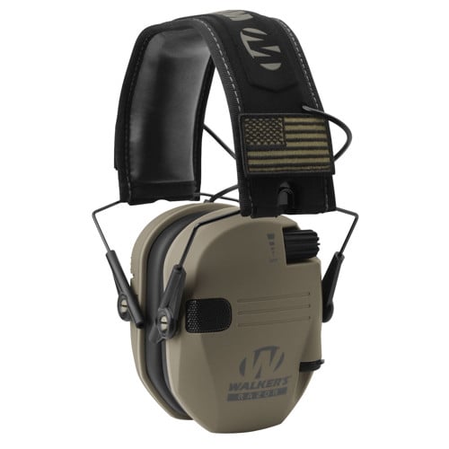 WALKER'S Razor Elect Earmuff FDE Incl 2 Morale Patches for sale at KYGUNCO.