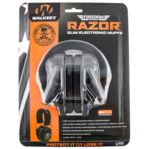 WALKER'S Razor Freedom Slim Elect Earmuff 2nd Amendment for sale at KYGUNCO.