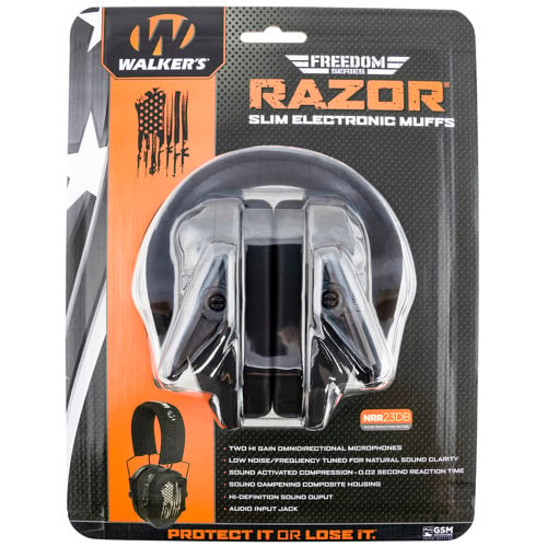 WALKER'S Razor Freedom Slim Electronic Earmuff US Flag Logo for sale at KYGUNCO.