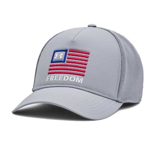 UNDER ARMOUR Men's UA Freedom Trucker Cap - Steel & Red for sale at KYGUNCO.