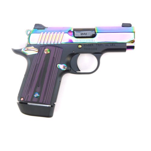 KIMBER Micro 9 Aurora 9mm 3.15" 7rd Pistol w/ Night Sights | Rainbow PVD w/ G10 Grips for sale at KYGUNCO.