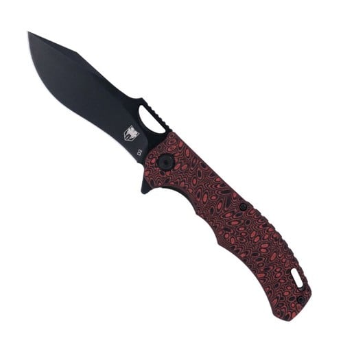 COBRATEC Nighthawk Folding Knife 3.625" Drop Point Blade | Black & Red G10 Handles for sale at KYGUNCO.