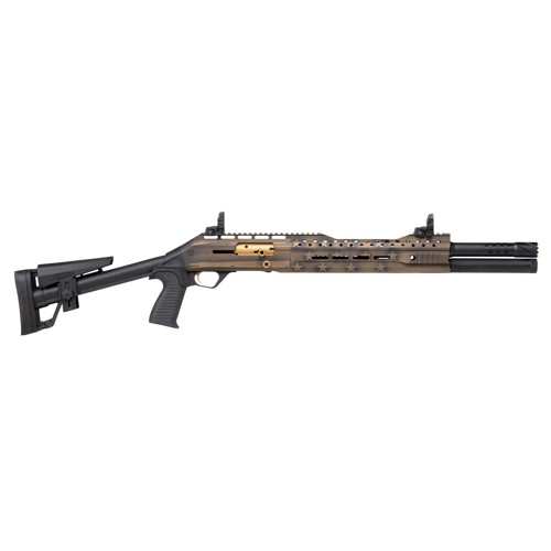 PANZER ARMS EG-240 Tactical 12 Gauge 18.5" 7rd - Black & Bronze w/ Custom Flag Cerekote