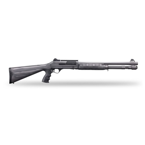 PANZER ARMS M4 Tactical ARGO 12 Gauge 3" 18.5" 5+1 Semi-Auto Shotgun | White US Flag for sale at KYGUNCO.