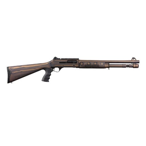 PANZER ARMS M4 Tactical ARGO 12 Gauge 3" 18.5" 5+1 Semi-Auto Shotgun | Bronze US Flag for sale at KYGUNCO.