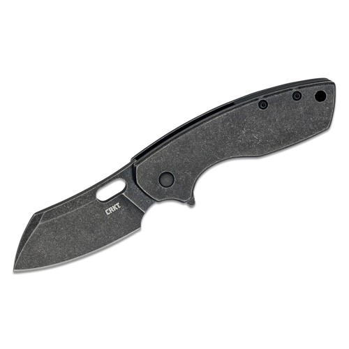 CRKT Pilar Large Folding Knife 2.67" Sheepsfoot Blade | Black Stonewashed Steel Handle w/ Frame Lock for sale at KYGUNCO.