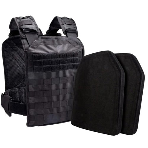 BULLET SAFE Tactical Plate Carrier w/ Two Level IV Plates | Black for sale at KYGUNCO.