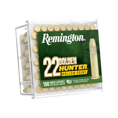 REMINGTON Golden Hunter 22LR 40gr Plated Hollow Point Ammunition | 100 Rounds for sale at KYGUNCO.