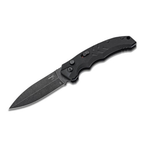 BOKER Intention II Dagger Folding Knife 3.35" Stonewash Dagger Blade | Black G10 Handle for sale at KYGUNCO.