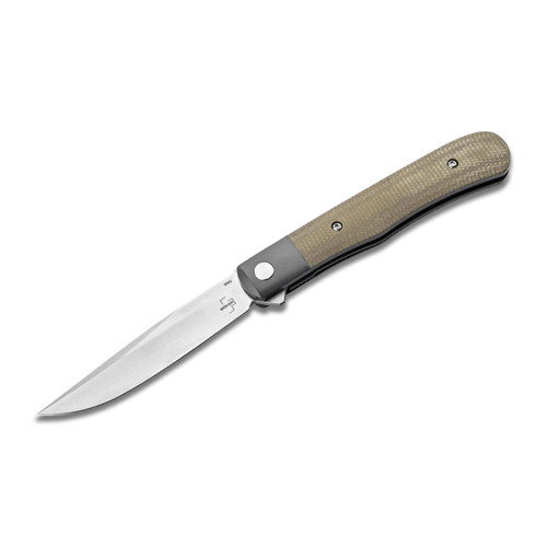 BOKER Modern Trapper Uno Folding Knife 3.23" Clip Point Blade | Green Micarta Handles w/ Linerlock for sale at KYGUNCO.