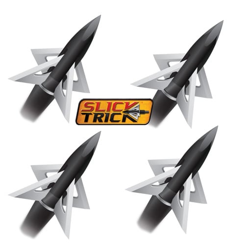 SLICK TRICK GrizzTrick 1-1/4" Fixed 4-Blade 100gr Broadheads | 4 Pack for sale at KYGUNCO.