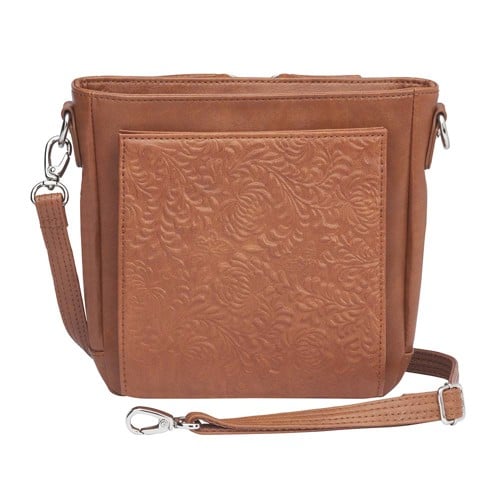 GUN TOTE'N MAMAS BOHO Mini Crossbody, Washable USA Cowhide Conceal Carry Purse | Tan for sale at KYGUNCO.