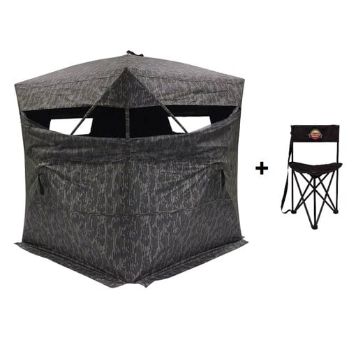 RHINO BLINDS COMBO R150 Hunting Blind + Tri-Pole Stool w/ Back | Mossy Oak Bottomland for sale at KYGUNCO.