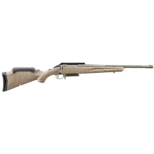 RUGER American Ranch Gen II 6.5 Creedmoor 16.1" 3+1 Bolt Rifle + Spiral Fluted Barrel | FDE Splatter for sale at KYGUNCO.