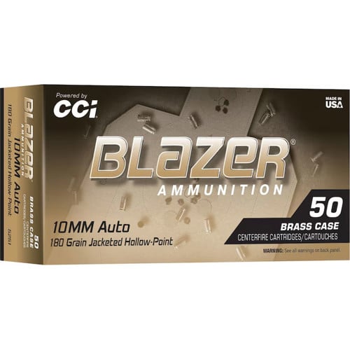 BLAZER AMMO 10mm Auto 180 Gr Blazer Brass JHP 50rd for sale at KYGUNCO.