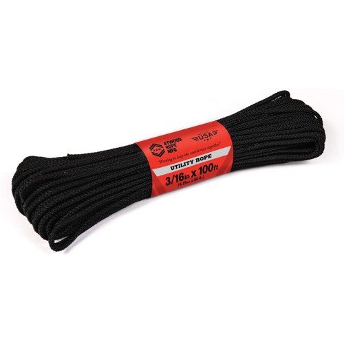 ATWOOD 3/16" 100Ft Utility Rope - Black for sale at KYGUNCO.