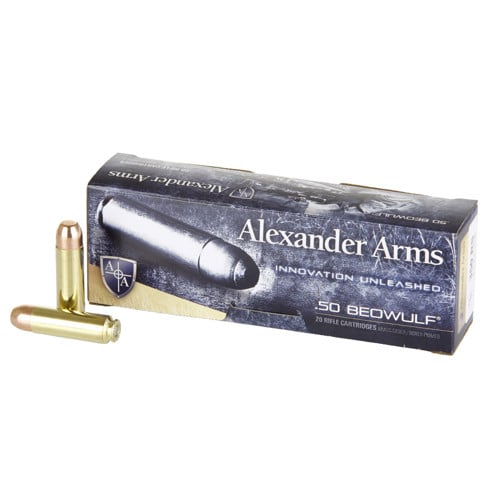 ALEXANDER ARMS 50 Beowulf 350Gr Flat Point Round Shoulder 20rd for sale at KYGUNCO.