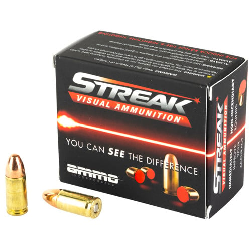 AMMO INC 9mm Streak Visual RED 124Gr Total Metal Jackt 20rd for sale at KYGUNCO.