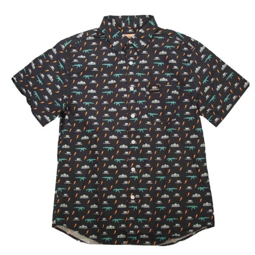 KYGUNCO Lightening Mens Button Up Dark Blue Camp Shirt for sale at KYGUNCO.