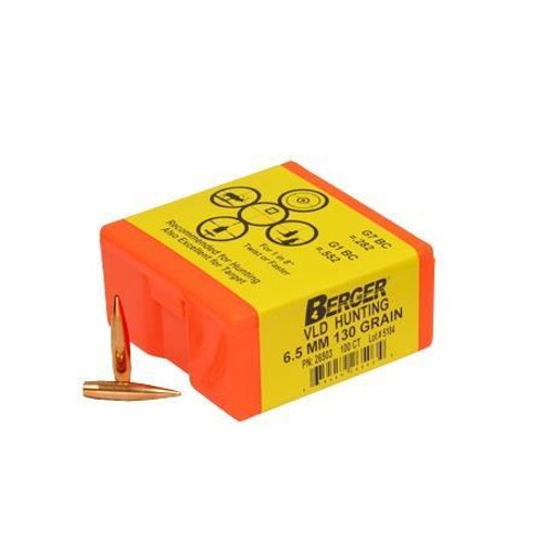 BERGER BULLETS Reloading Bullets VLD Hunting Match Grade 6.5mm 130 Grain 100rd for sale at KYGUNCO.