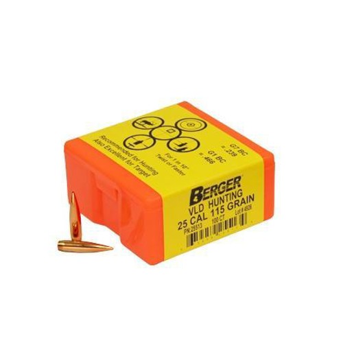 BERGER BULLETS Reloading Bullets VLD Hunting Long Range 25 Cal 115 Grain 100rd for sale at KYGUNCO.