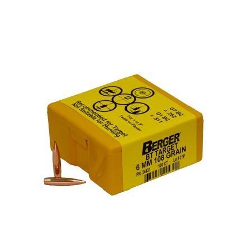 BERGER BULLETS Reloading Bullets Target Match Grade 6mm 108 Grain 100rd for sale at KYGUNCO.