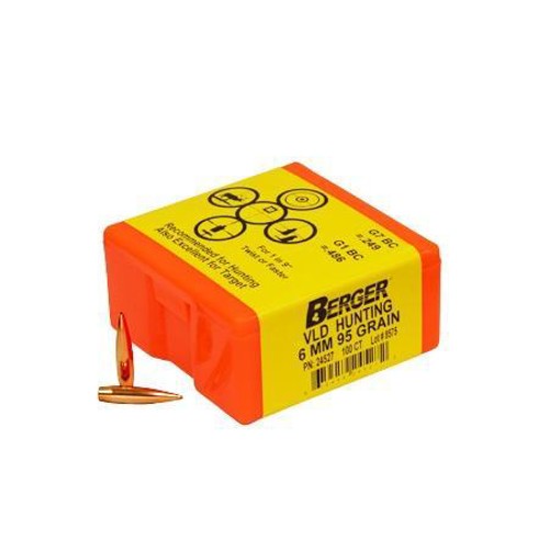 BERGER BULLETS Reloading Bullets VLD Hunting Long Range 6mm 95 Grain 100rd for sale at KYGUNCO.