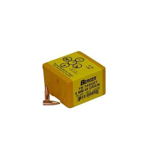 BERGER BULLETS Reloading Bullets Target Match Grade 6mm 68 Grain 100rd for sale at KYGUNCO.