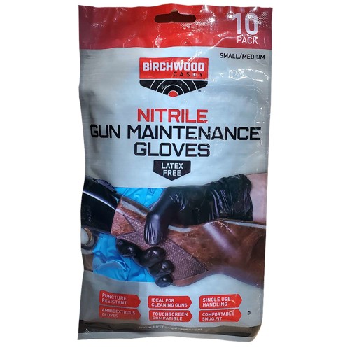 BIRCHWOOD CASEY Nitrile Black LG/XL 10Pk Gun Maintenance Gloves for sale at KYGUNCO.