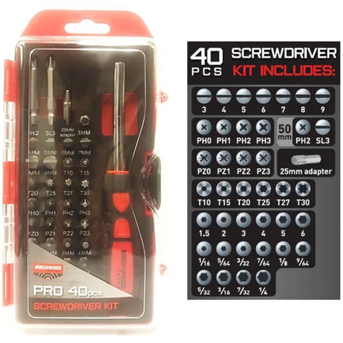 BIRCHWOOD CASEY Pro Screwdriver Kit 40Pc Incl Slotted/Philips/Torx for sale at KYGUNCO.