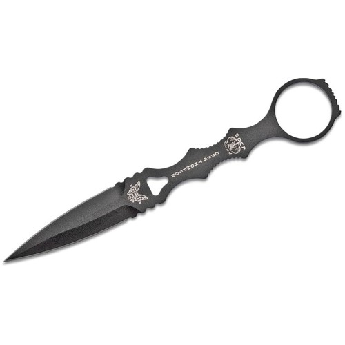 BENCHMADE SOCP Fixed Blade Knife 3.22" Black Double-Edge Dagger Blade w/ Sand Sheath for sale at KYGUNCO.