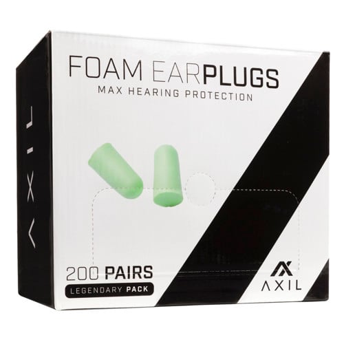 AXIL Foam Ear Plugs Green 200 Pair Per Box for sale at KYGUNCO.
