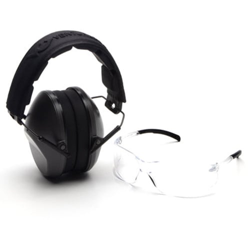 PYRAMEX Clear Lens with VG Low Profile Gray Earmuff for sale at KYGUNCO.