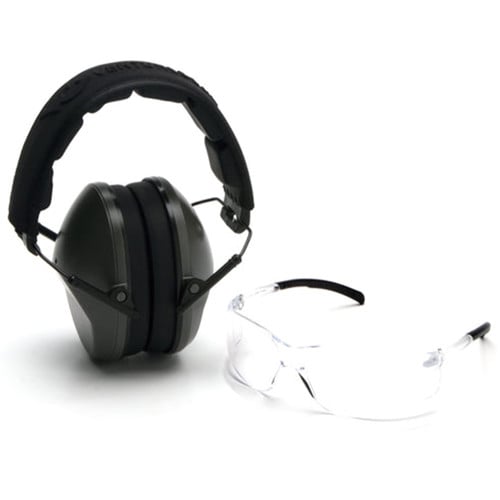 PYRAMEX Clear Lens with VG Low Profile OD Green Earmuff for sale at KYGUNCO.