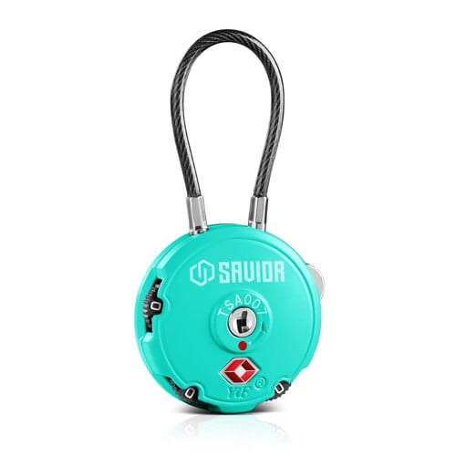 SAVIOR EQUIPMENT 3-Digit Combination Cable Lock TSA Savior Teal for sale at KYGUNCO.
