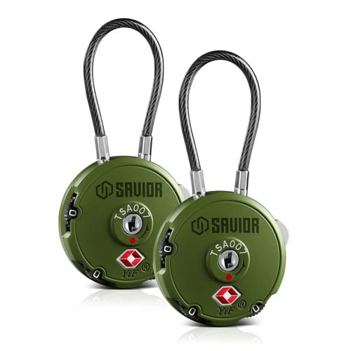 SAVIOR EQUIPMENT 3-Digit Combination Cable Lock TSA OD Green for sale at KYGUNCO.