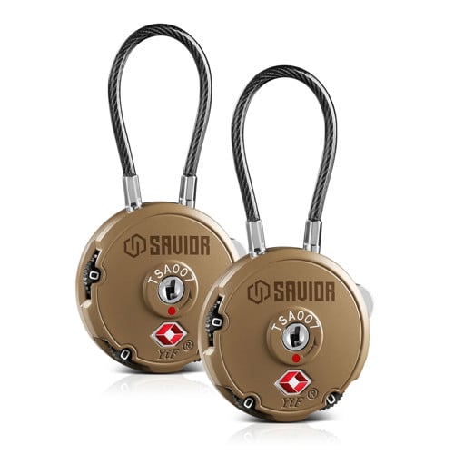 SAVIOR EQUIPMENT 3-Digit Combination Cable Lock TSA RAL8000 Tan for sale at KYGUNCO.