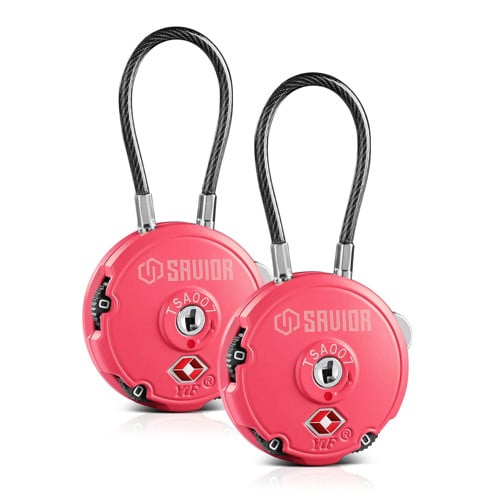 SAVIOR EQUIPMENT 3-Digit Combination Cable Lock TSA Prison Pink for sale at KYGUNCO.
