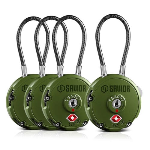 SAVIOR EQUIPMENT 3-Digit Combination Cable Lock TSA OD Green for sale at KYGUNCO.