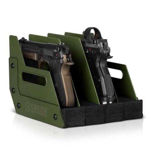 SAVIOR EQUIPMENT 4 Pistol Revolver Storage Gun Rack OD Green for sale at KYGUNCO.